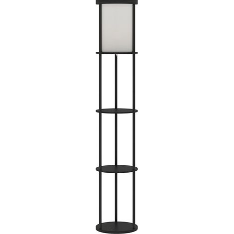 Lampadaire étagère rond avec 3 niveaux, télécommande, pédale au pied, lumière réglable 3000K/4500K/6500K, pour salon et coin lecture, noir – CHICFURN (1/5)