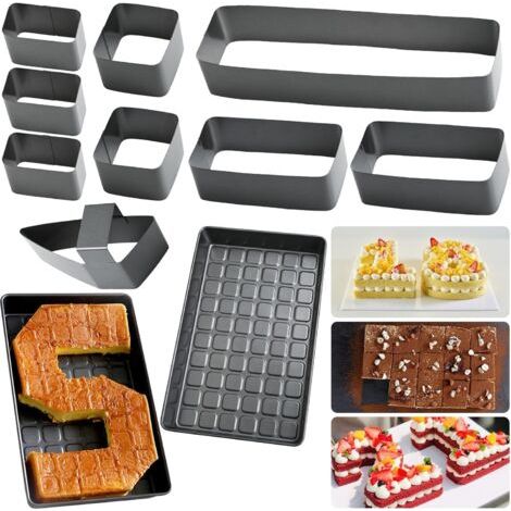 Moule à Gâteau de Chiffres et de Lettres Réglable,10 Pièces Moule à Gâteau Antiadhésif,36.7 x 22.7 x 5.1 cm Moules de Cuisson Chiffres Grands,Acier au Carbone,Pour Mariage,Anniversaire,Baptême (1/5)