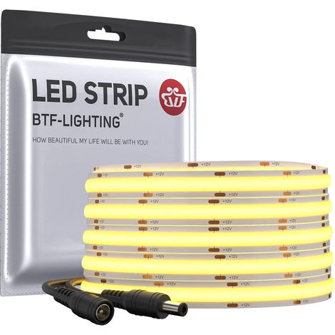 LED Strip 12V FCOB COB 5M 336LEDs/m 4000K 8mm IP30 Not Waterproof 5M Flexible LED Strip High Density Natural White Dimmable CRI90+ for Kitchen Bedroom TV Backlight DIY (Strip Only) (1/5)