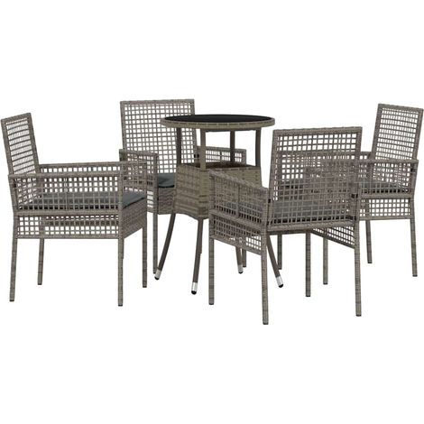 Maison Exclusive - Garten Essgruppe 5 pcs Grau Poly-Rattan