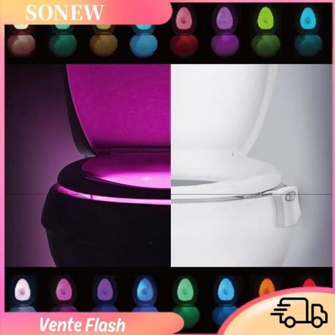 Veilleuse Toilette - Detecteur Mouvement PIR - 16 Couleurs LED - Alimentation Piles AAA - Pour Salle De Bain (1/5)