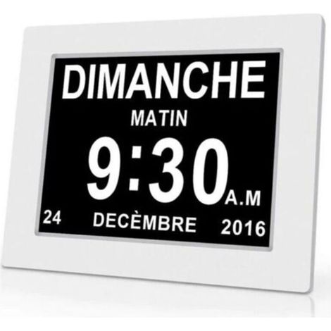 Horloge calendrier numérique One Piece 7 pouces avec date et heure, horloge Alzheimer pour parents, rappel de médicaments pour grands-parents et enfants - Blanc - 20414324mm (1/5)