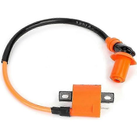 Bobine d'allumage orange et noire modifiée, bougie A7TC à 6 broches, compatible avec les moteurs GY6 50cc, 125cc et 150cc. (1/5)