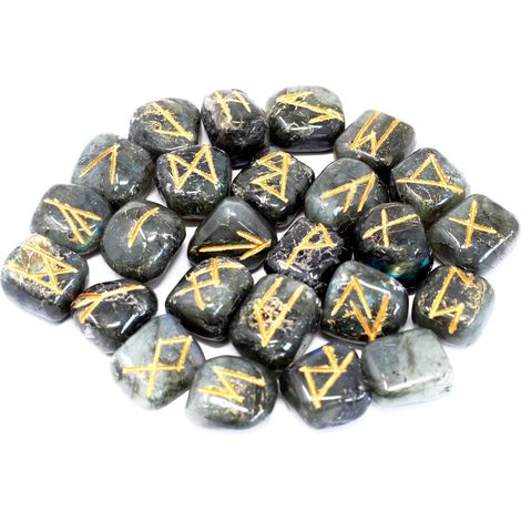 Ensemble de pierres runiques dans une pochette - Labradorite- Vendu par 1 (1/3)
