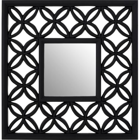 Premier Housewares Square Black Lattice Frame Wall Mirror (1/5)