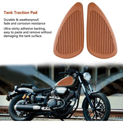 2 pièces pads de traction anti-glisse autocollants protecteurs réservoir carburant moto vintage marron (1/5)