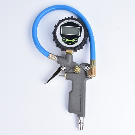 Manomètre électronique robuste pour pneus : affiche des mesures précises pour voitures et motos et dispose d’une poignée ergonomique pour un gonflage et un dégonflage rapides. -0-220 psi (1/5)