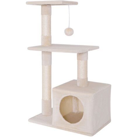 lionto Kratzbaum Kletterbaum Katzenkratzbaum Katzenbaum Höhe 85 cm Beige (1/5)