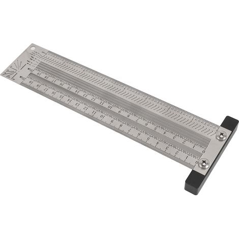 Équerre de traçage en T de 20 cm (8 pouces) en acier inoxydable avec crayon pour perceuse à colonne, idéale pour le travail du bois. (1/5)