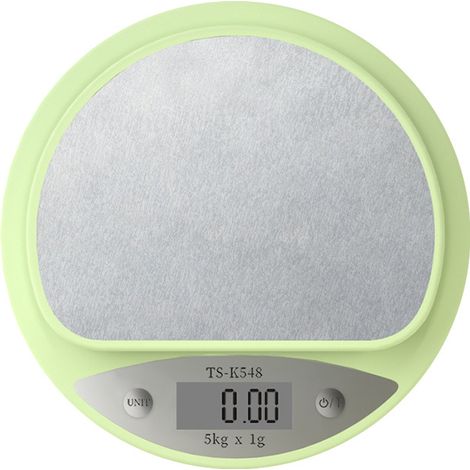 Hübsche Küchenwaage, digitale Lebensmittelwaage mit LCD-Bildschirm, 5 kg Tragkraft, genaue Gewichtsmessung bis auf 1 g genau, geeignet zum Backen und Kochen (grün).
