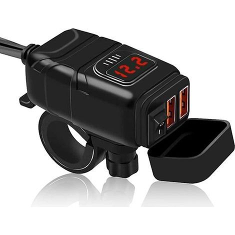 Prise USB Moto, QC3.0 Chargeur USB Moto de Téléphone Adaptateur SAE vers USB Avec ip65 Voltmètre Etanche et Protection de Charge po (1/4)
