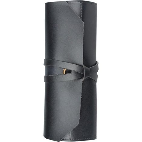 noir en Rouleau pour Couteaux De Chef, Étui De Transport De Couteaux en Cuir, À Outils Multifonction Portable avec Laçage pour Cuisine, Camping