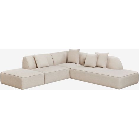 Divano angolare modulare Cardea a 3 pezzi con chaise longue destra e pouf imbottito SKLUM            