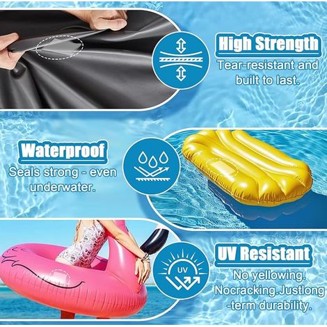 Kit de réparation de piscine - Transparent - Colle PVC pour bateau gonflable, film de piscine, anneaux de natation, châteaux rebondissants, jacuzzi, kayaks (1/2)