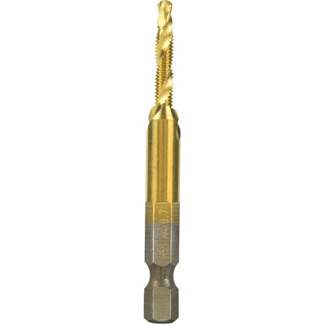 Foret à filetage de vis, HSS Golden 6.35mm Foret de taraud à tige hexagonale Foret de taraud de retrait de copeaux intérieur traversant 15mm(M4) (1/5)