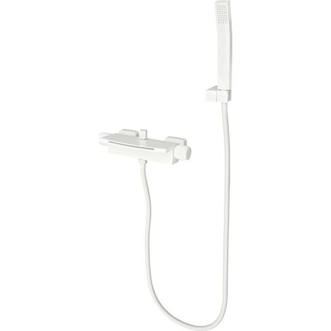 【Chauffage et ventilation】Robinet de baignoire avec douchette à main, robinet de baignoire à effet cascade, robinet de douche mural à effet cascade, eau chaude et froide, robinet de baignoire (blanc) (1/5)