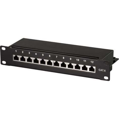 Patchpanel 12-Port Cat6 für 10" Rack U1 Schwarz (1/5)