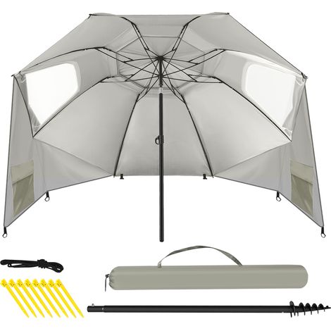 TolleTour Strandschirm mit Spiral-Bodenanker 210 cm, UPF 50+ Sonnenschutz, wasserabweisend, höhenverstellbar, ideal für Strand Camping Garten Beige