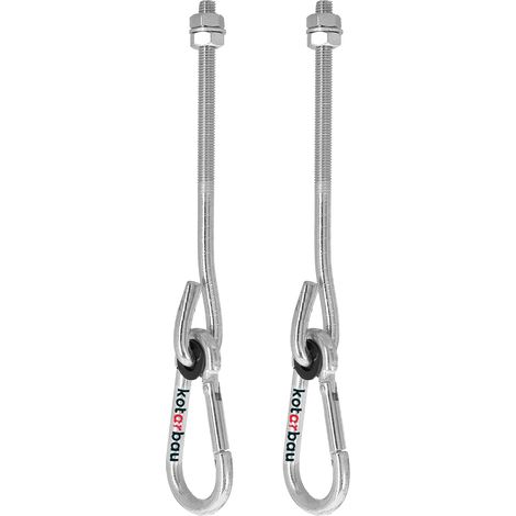 Kotarbau – Lot de 2 crochets de balançoire M10 – Acier galvanisé – Longueur 270 mm – Charge maximale 200 kg – Pour hamacs et équipements suspendus