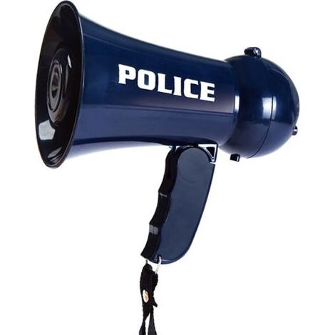 Jouet mégaphone policier pour enfants avec sirène et sangle, idéal pour jeux de rôle. (1/5)