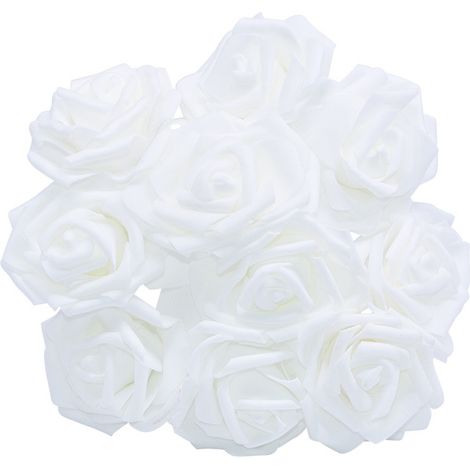 100 roses blanches artificielles de 7 cm, décoration florale pour la Saint-Valentin, la Toussaint, un anniversaire, un mariage ou toute autre cérémonie. Accessoires pour cheveux.