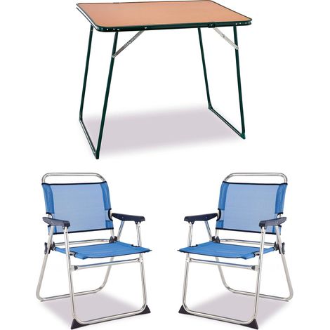 Mesa Plegable de Camping Multiusos Solenny 80x60 cm Pack Camping 2 Sillas Plegables Altas de 58x54x81 cm Mesa Plegable de Jardín o Playa (1/5)