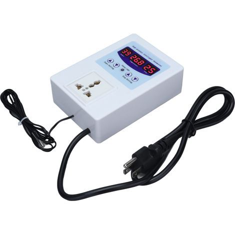 TMC-1000 LED Digital Intelligent Pre-wired Temperature Controller with Sensor Thermostat and Air Sensor (Plug Voltage AC110-240V) US Standard White