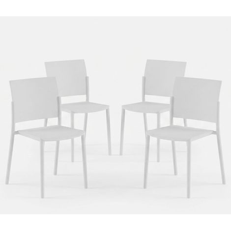 Set 4 sedie cucina impilabili in polipropilene design leggero Aurora - Bianco