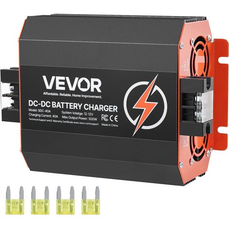 VEVOR Caricabatterie 12V 40A DC/DC, 500 W, Caricabatteria di Bordo per Batterie al Piombo, al Litio, AGM, GEL e Allagate, Ricarica Intelligente, per Camper, Veicoli Commerciali, Barche (1/5)