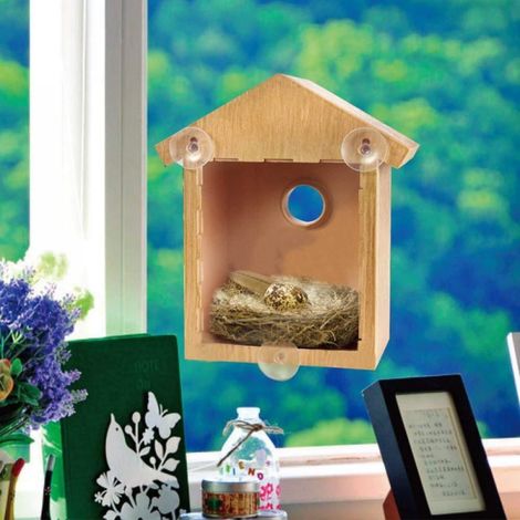 Bird House - Two Way Mirrored Nesting Box - Window Mounted With Suction Cups - For Observation - 21.8 x 14 x 10 cm - 1 Unit (1/5)