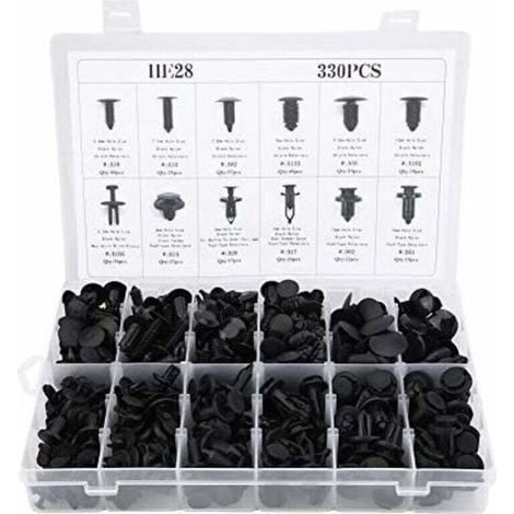 Clips Agrafe Rivets Fixation de Protection. 330Pcs 12 Tailles Assorties Carrosserie Poussée Rivet Garniture Clip.de