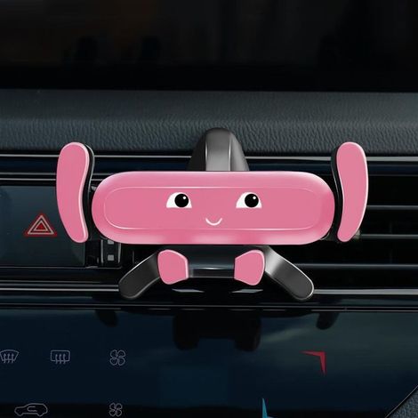2 PCS Dessin animé Air Outlet Navigation Type de boucle Gravity Porte-Téléphone, Couleur: Trépied Rose Anti-Shake (1/5)