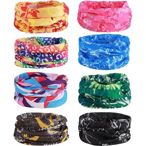 bandane multifunzionali senza cuciture, sciarpa elastica multifunzionale, scaldacollo, bandana sportiva, protezione solare UV per festival musicali e rave. (1/5)