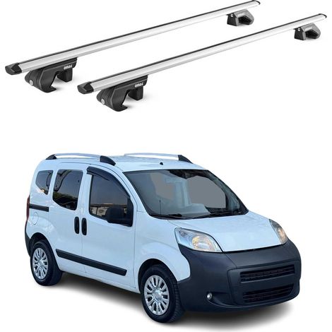 OMAC Barres de toit aluminium certifiées TÜV pour Peugeot Bipper 2008-2017 – Pour rails de toit standards – Rainure en T – Charge max 90 kg – 2 antivols Argent (1/4)