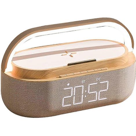 Radio-réveil numérique avec haut-parleur Bluetooth, chargeur sans fil 15W, double bande, alarme à volume réglable (25-26) (1/5)