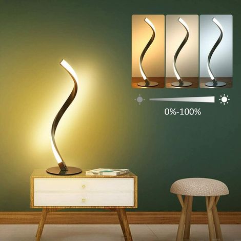 Lampe de bureau à spirale LED 3000K Lampe de chevet de chambre à coucher blanc chaud (blanc froid, lumière naturelle, blanc chaud),Convient pour chambre, bureau, dortoir (1/5)