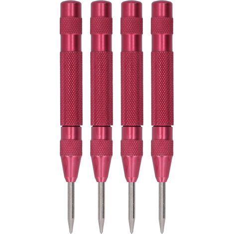Lot de 4 pointeaux automatiques en acier rapide 5 pouces, kit d'outils pour installation et maintenance rouge (1/5)