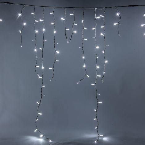 Luccika Professional Line stalattiti tenda a pioggia 4x1,5 metri con 304 luci di Natale a Maxi Led Bianco Ghiaccio con flash Bianco Ghiaccio per esterno e interno Bianco Freddo 4x1.5 metri - 304 Maxil (1/5)