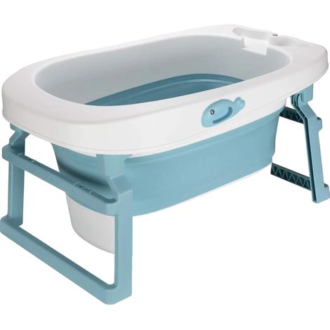 Bañera para bebé, diseño plegable, antideslizante, azul. (1/2)