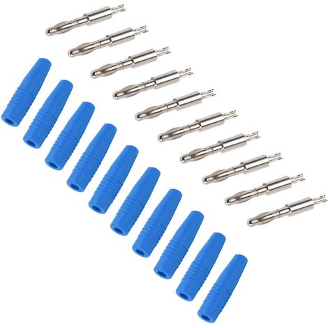 Lot de 10 fiches bananes mâles à souder de 4 mm (22,040) pour multimètre, cordons de test, haut-parleur bleu. (1/5)