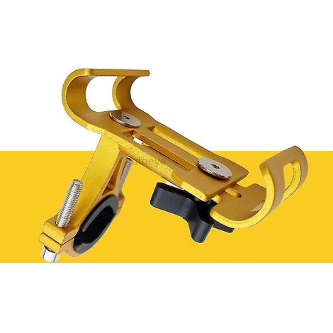 Support de téléphone pour vélo avec anneau rotatif à 360° en alliage d'aluminium, antidérapant, compatible avec VTT, moto, GPS, iPhone et Samsung - Jaune (1/5)