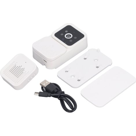 Sonnette vidéo WiFi sans fil avec stockage cloud, interphone intelligent bidirectionnel, vision nocturne HD, étanche IP65. (1/5)