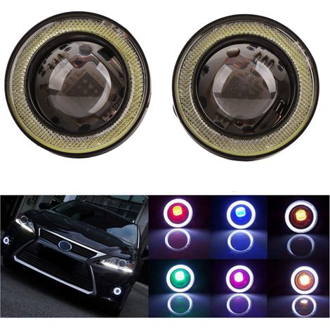 30-W-RGB-LED-COB-Nebelscheinwerfer (7,6 cm) mit Angel-Eye-Ring, inklusive Fernbedienung, superhelle Lampe für Autos (1/5)