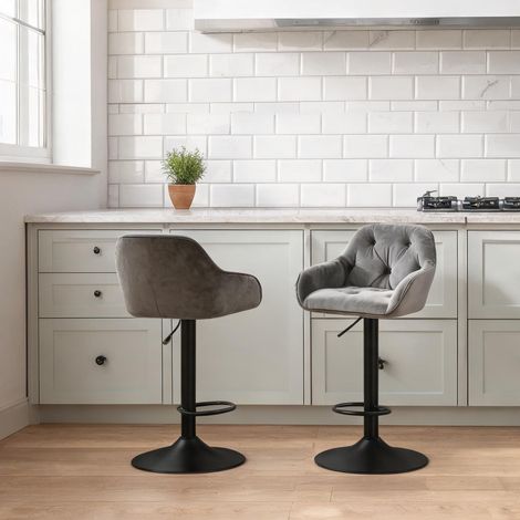Lot de 2 chaises de bar design gris foncé hauteur réglable (1/5)
