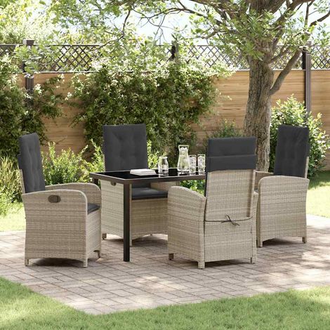 Set da Pranzo per Giardino 5 pcs Grigio chiaro polyrattan vidaXL (1/5)