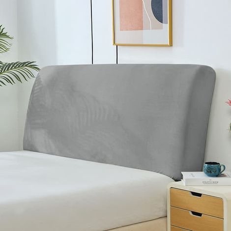 Housse de tête de lit élastique, taille Queen, anti-poussière, pour tête de lit rembourrée de 1,8 m - Gris clair (1/5)
