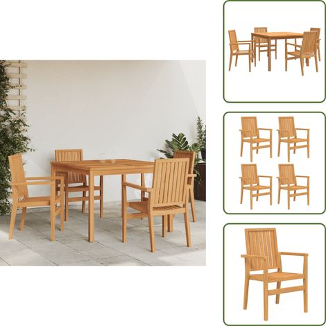 Mobili da esterno - vidaXL Set da Pranzo per Giardino 5 pz in Legno Massello di Teak - Tavolo in teak