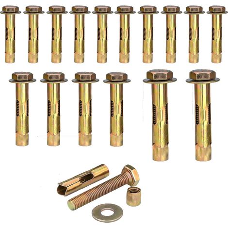 16 pièces de vis d’expansion, douille hexagonale à manchon d’expansion, boulons d’ancrage à usage intensif, fixations pour béton, maçonnerie, brique et mur (M6/M8/M10) (1/5)