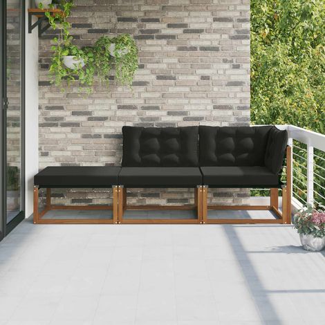 Ecksofa-Einheiten für draußen 3 Stück Natur Massivholz Akazie