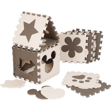 Hofuton Doux EVA Puzzle Tapis Mousse Bébé, 24 Pièces, 32.532.51cm, Marron Beige (1/5)
